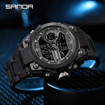 Мужские часы SANDA Водонепроницаемые 5-барные светящиеся спортивные военные часы Противоударный будильник Мужские часы G Style Relógio masculino