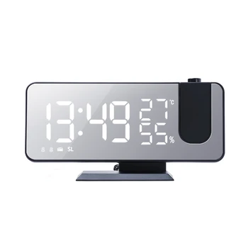 Радио Светодиодный цифровой умный будильник Настольные Электронные настольные часы USB с проекцией времени повтора на 180 ° Черный