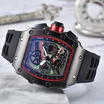 Роскошные многофункциональные кварцевые часы бизнес-бренда из сплава RM с 6 иглами, секундомером с автоматическим ходом, мужские часы бизнес-бренда