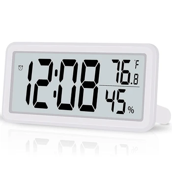 Цифровой будильник, настольные часы, Электронные ЖК-часы с батарейным питанием, украшения для спальни, кухни, офиса - Белый