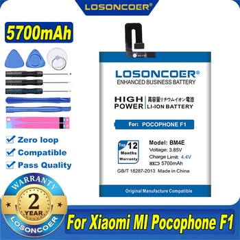 100% Оригинальный аккумулятор LOSONCOER 5700mAh BM4E для Xiaomi MI Pocophone F1 Poco F1 Smart Phone Battery