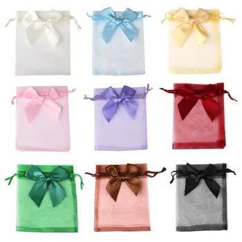 20 шт./лот, рекламная упаковка размером 10x15 см, галстук-бабочка, сумка из органзы для косметических подарков