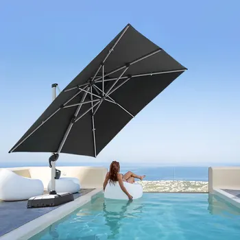 2023 Горячий Большой Водонепроницаемый Открытый зонт с двойным навесом, 11-футовый Пляжный Алюминиевый Консольный Садовый зонт, зонты для патио