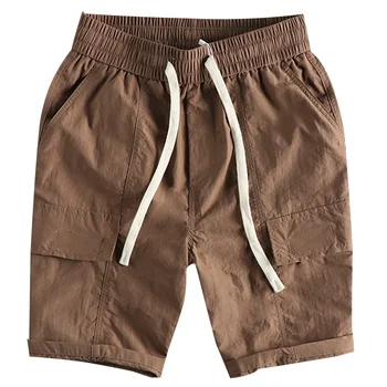 2023 Летние Прохладные Быстросохнущие Тканевые Повседневные шорты Мужские Свободные Прямые брюки с разрезом 306