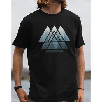 2023 Летняя Новая Мужская футболка С треугольным рисунком В простом стиле, футболка с 3D принтом, Уличная Повседневная Винтажная модная рубашка Большого размера, Мужская рубашка