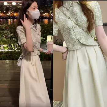 2023 новый улучшенный комплект платьев cheongsam в китайском стиле, весенний новый женский комплект элегантных винтажных повседневных современных платьев hanfu во французском стиле.