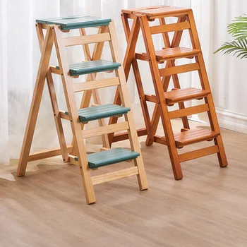 3-ступенчатая лестница с весом 150 кг Высокие табуреты Кухонный деревянный стул-стремянка для помещений Многофункциональная стремянка с утолщенной складкой Для