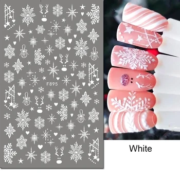 3D Наклейки для ногтей Рождественские Снежинки Зимние Советы по украшению ногтей Самоклеящаяся Наклейка Дизайн