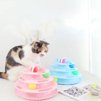 4 уровня поворотная игрушка для кошек аксессуары башня треки с шариками игрушка кошка интерактивные обучающие Интеллект С весело КПП ручка