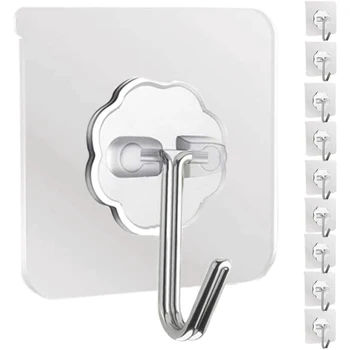 5ШТ Прозрачных самоклеящихся крючков из нержавеющей стали, Вешалка для хранения ключей, настенная Многофункциональная дверь в ванную комнату
