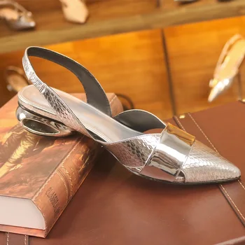 B178 2024 Женская летняя обувь Элегантный Необычный дизайн каблука Босоножки на танкетке с острым носком на коротком каблуке С уникальным рисунком Женская обувь для вечеринок
