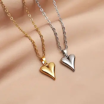 INS, лидер продаж, нержавеющая сталь, позолоченное ожерелье в форме сердца, подвеска в виде сердца любви, ожерелье для женщин, Collares Para Mujer