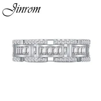 Jinrom Кольцо-цепочка из стерлингового серебра 925 пробы, Индивидуальное Кольцо на указательный палец, женское милое кольцо с высокоуглеродистым бриллиантом.