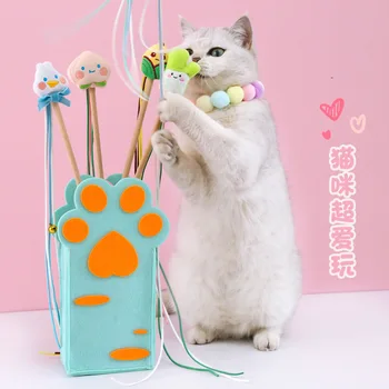 MPK Новая серия мультяшных кисточек-тизеров Cat Stick Fruit Series Sound Интерактивная игрушка-головоломка для кошек