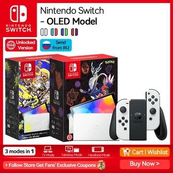 OLED-модель Nintendo Switch, белый комплект, 7-дюймовый цветной экран, ручка Joy Con, Улучшенный звук, Регулируемая консоль, Стабильный режим телевизора