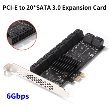PCIE SATA 4X 1X до 20/16/12/6/4/2 Портов SATA 3.0 PCI Express Контроллер Множитель Карты Расширения PCIE Riser Adapter