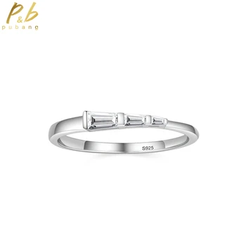 PuBang Изысканные ювелирные изделия из 100% стерлингового серебра 925 Пробы, коктейльное кольцо с высокоуглеродистым бриллиантом для женщин, свадебные подарки на годовщину Прямая доставка