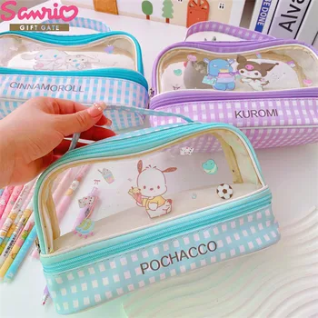 Sanrio Pu пенал большой емкости Kawaii Hello Kitty Melody, сумка для школьных карандашей, чехол для ручек, канцелярские принадлежности Kawaii, сумка для канцелярских принадлежностей