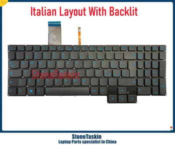 StoneTaskin Итальянская Раскладка Клавиатуры для ноутбука Lenovo Ideapad Gaming 3-15ARH05 KB Синие буквы Черного цвета с подсветкой IT New