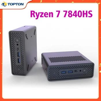 Topton Мини-ПК для геймеров AMD Ryzen 7 7840HS 2 * DDR5 5600 МГц PCIE4.0 USB4.0 Thunderbolt4 Windows 11 Портативный Мини-компьютер WiFi6