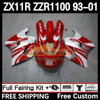 ZX11 Для KAWASAKI NINJA ZX-11R ZZR 1100 ZX 11 11R 119No.60 ZZR1100 ZX11R 93 94 95 96 97 1998 1999 2000 2001 Обтекатель белый красный
