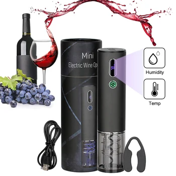 Автоматический электрический набор для открывания винных бутылок BEEMAN и резака для фольги, USB-штопор для красного вина с индикатором температуры и влажности