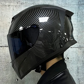 Велосипедные шлемы из углеродного волокна, Износостойкий байкерский шлем, Дышащий Шлем для мотокросса, защита головы от падения, Полнолицевые шлемы