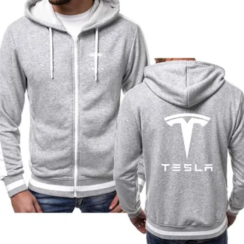 Весна-осень, толстовка с капюшоном на молнии, верхняя одежда, мужская повседневная уличная одежда, мужские куртки с логотипом автомобиля Tesla, высококачественное мужское пальто