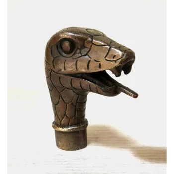 Викторианская старая бронзовая трость, вырезанная вручную статуэтка змеи, головка трости