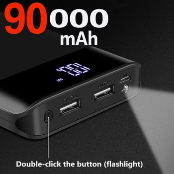 Внешний аккумулятор Power Bank 90000mAh Powerbank 10000mAh PD22.5W Портативная быстрая зарядка для iPhone Xiaomi Huawei Poverbank