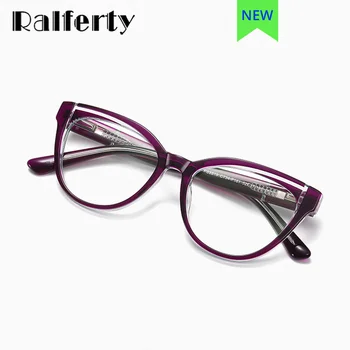 Высококачественная Ацетатная оправа для очков Ralferty, женские Антисиневые однотонные очки, оправа для очков, Элегантные женские ретро-очки для кошачьих глаз