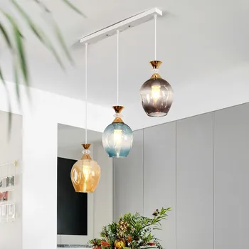 Декор столовой ресторана Nordic, светодиодная потолочная люстра, подвесной светильник, роскошные подвесные светильники из витражного стекла для дома
