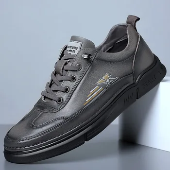 Дизайнерская обувь для скейтборда из коровьей кожи для мужчин, качественная черная обувь для отдыха, дышащие нескользящие спортивные мужские кроссовки, обувь для ходьбы