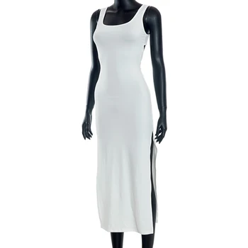 Женское повседневное праздничное платье-рубашка с U-образным вырезом без рукавов, модное платье для девочек, особенно подходящее для повседневной носки, ноябрь 99 г.