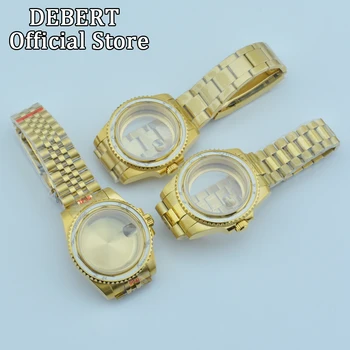 Золотой корпус часов DEBERT с сапфировым стеклом подходит для NH35 NH36 NH34 ETA2824 2836 Miyota8215 DG2813 3804 PT5000 механизм 40 мм
