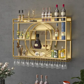 Квадратный Кухонный держатель для вина, Подвесной Золотой Винный стеллаж для шампанского, Металлический Кухонный ассортимент, Настенные украшения для бара