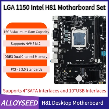Комплект материнской платы H81 Двухканальный LGA1150 Материнская плата ПК USB 2,0/3,0 Материнская плата компьютера 16 ГБ памяти SATA2.0/3.0 1600 Гц 4590 Процессор