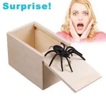 Коробка для розыгрышей с пауком, Резиновый розыгрыш с пауком, Деревянная коробка для игрушек, Волшебные игрушки-пауки, Подарок для розыгрыша, Коробка для сюрпризов, коробка для пугающих игрушек