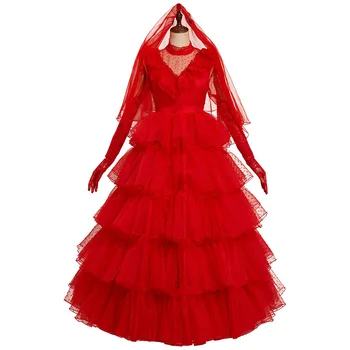 Костюм для косплея Movie Beetle COS Juice Lydia Красное свадебное платье Наряды Карнавальный костюм на Хэллоуин