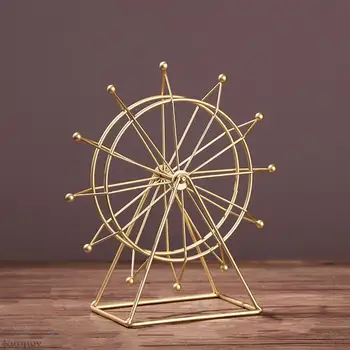 Креативная модель Золотого колеса обозрения в скандинавском стиле, декор рабочего стола в офисе, подарок ребенку, современное украшение для дома, Металлическое колесо обозрения, орнамент