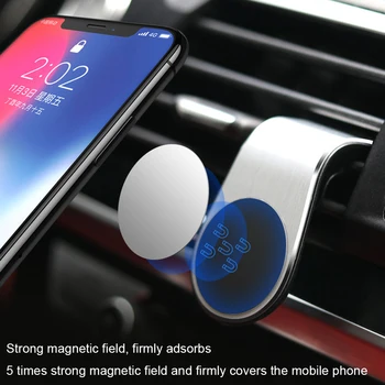 Круглый L-образный автомобильный держатель для телефона с сильным магнетизмом, вентиляционный зажим, Магнитная подставка, зажим GPS для крепления автомобиля с металлическими пластинами, универсальный