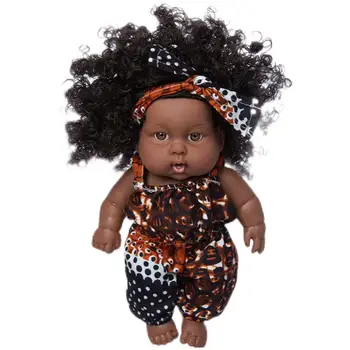Куклы-младенцы, чернокожие девочки, настоящие куклы-младенцы, афроамериканские куклы в комбинезоне и повязке на голове, настоящие куклы-младенцы