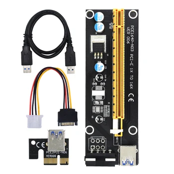 Майнинг PCIe Riser VER006 PCI-E от 1x до 16x Удлинитель адаптера с 15-контактным до 4-контактного питанием