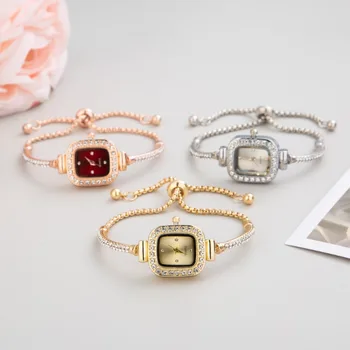 Милые женские часы-браслет, часы с кристаллами бриллиантов, модные кварцевые женские наручные часы из нержавеющей стали Reloj Mujer