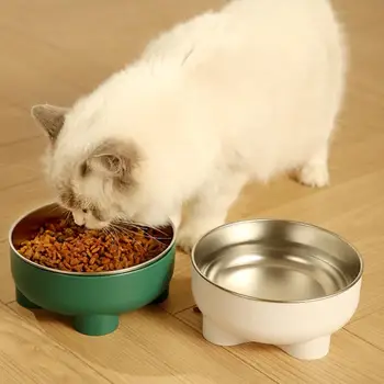 Миска для домашних животных, нескользящие съемные двойные миски для собак, кошек, проста в использовании, не разливается, вмещает различную еду, миску для домашних животных