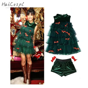 Модное Милое Рождественское платье, необычный Японский Корейский праздничный танцевальный костюм для вечеринки, косплей, зеленое кружевное платье для взрослых женщин