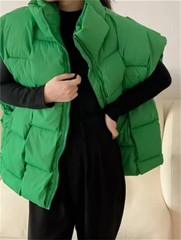 Модные осенне-зимние куртки без рукавов, Женские 2023, Новые Корейские простые пальто с хлопковой подкладкой ручной работы, женский жилет, теплый жилет
