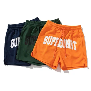 Мужские летние тонкие дышащие повседневные спортивные тренировочные шорты из американской сетки, быстросохнущие спортивные баскетбольные четвертакные брюки мужские