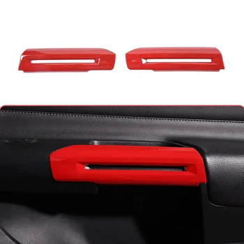 Наклейки для отделки внутренней дверной ручки, аксессуары для украшения Ford Mustang 2015-2021, ABS Красный