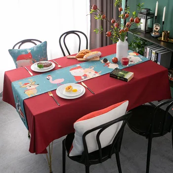 Новогодний чайный столик защита стола вода масло одноразовый прямоугольник свет роскошная сеть красный table_Ling24